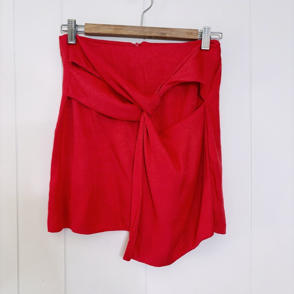 Zara Red Asymmetrical Wrap Mini Skirt XS